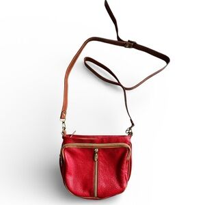 Valentina made in Italy small Red Leather Crossbody Bag